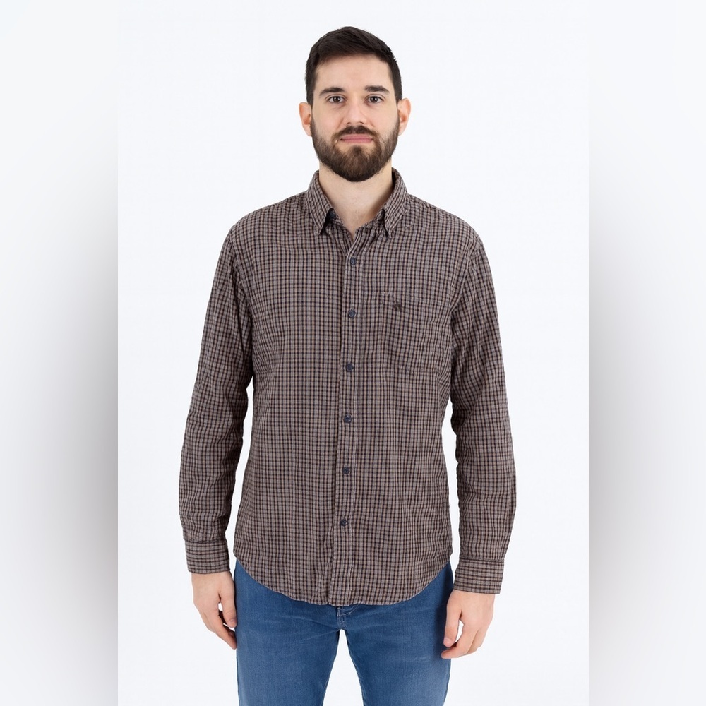 U.S. Polo Assn. Men's Brown Plaid Button Down Shirt